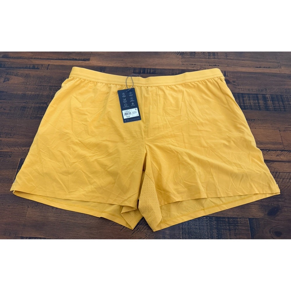 VRST Mens XL 5" Accelerate Running Shorts Yellow Sunset Relaxed Fit New NWT $58